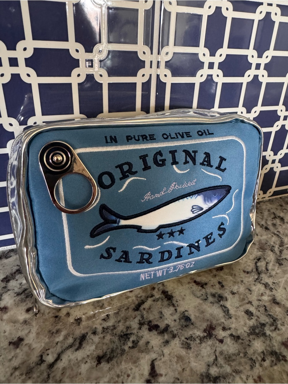 Original Sardines Novelty Clutch - Blue cosmetics travel tech bag